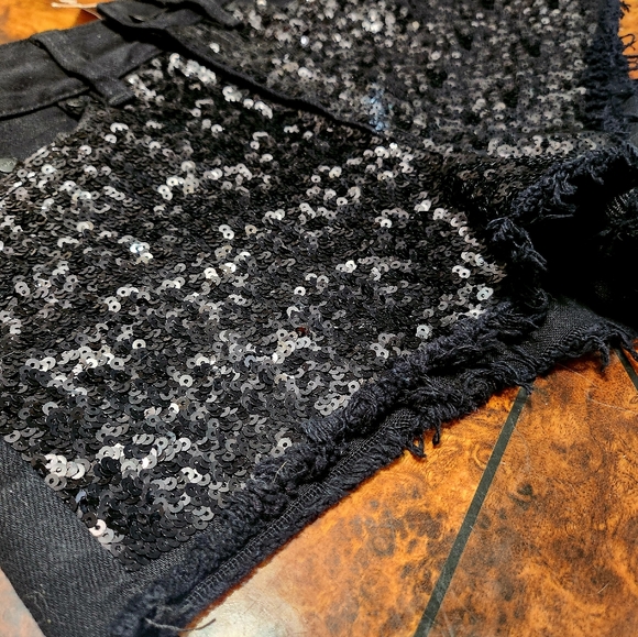 NWT Victorias Secret PINK bling black denim shorts Sz 0 - Picture 3 of 7